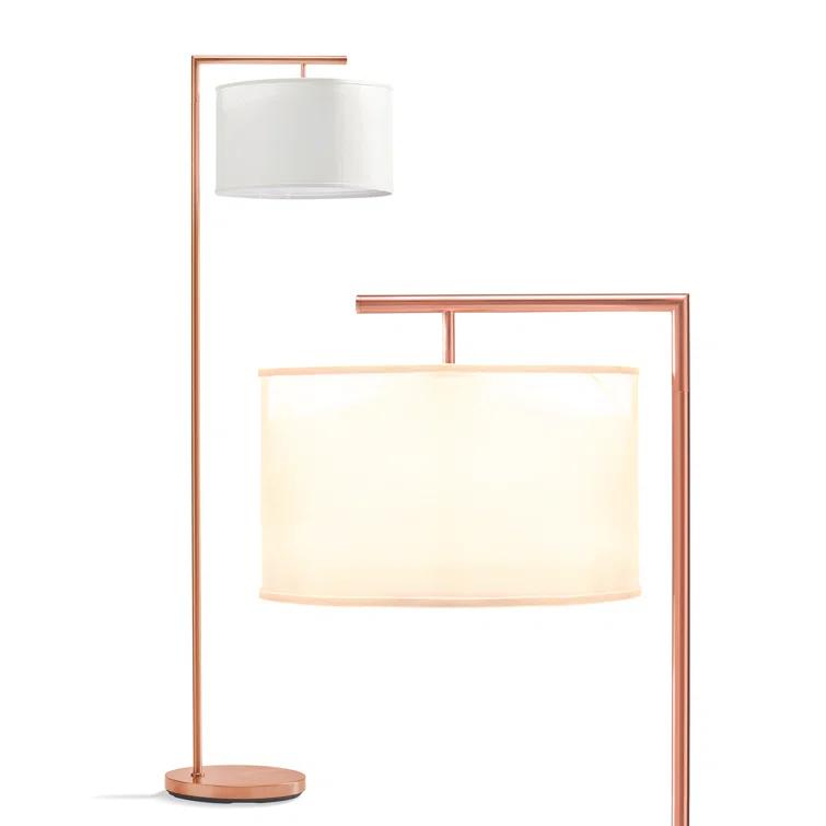 Montage Modern 60 in. Mid-Century Modern LED Floor Lamp with Fabric Drum Shade