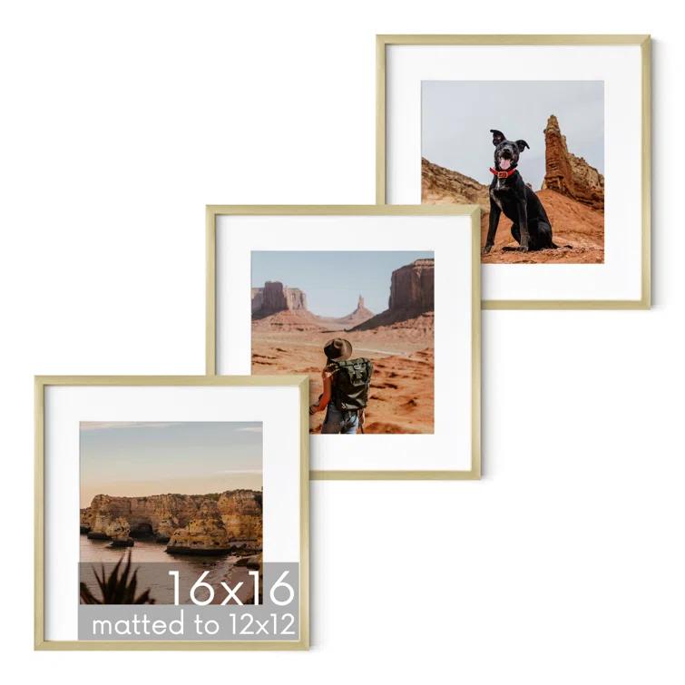 Haus and Hues Matted Square Metal Picture Frames (Set of 3) (Set of 3)