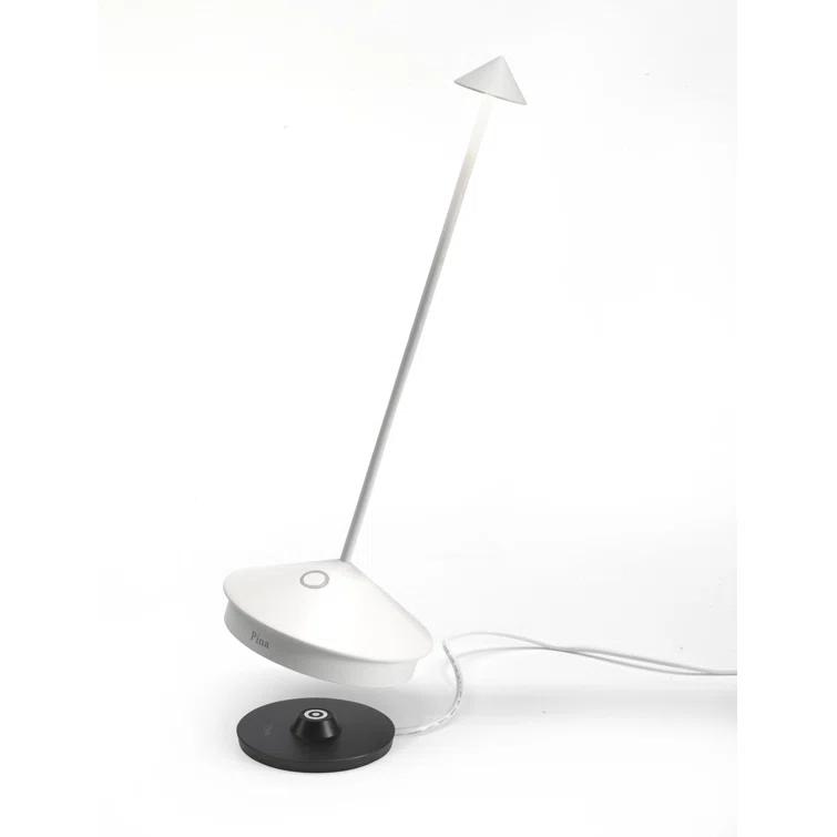 Zafferano Pina 11.4" 1-Light Portable Table Lamp Dimmable White with Polycarbonate Shade