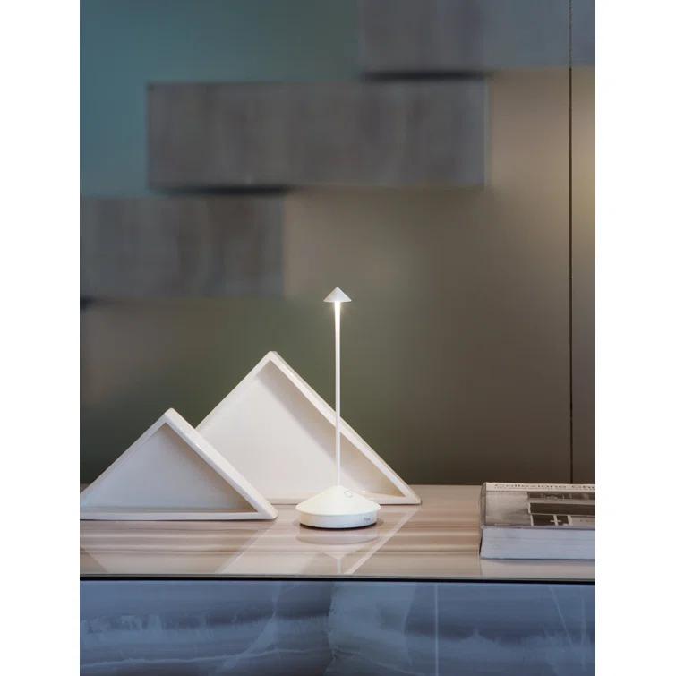 Zafferano Pina 11.4" 1-Light Portable Table Lamp Dimmable White with Polycarbonate Shade