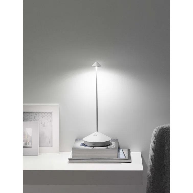 Zafferano Pina 11.4" 1-Light Portable Table Lamp Dimmable White with Polycarbonate Shade