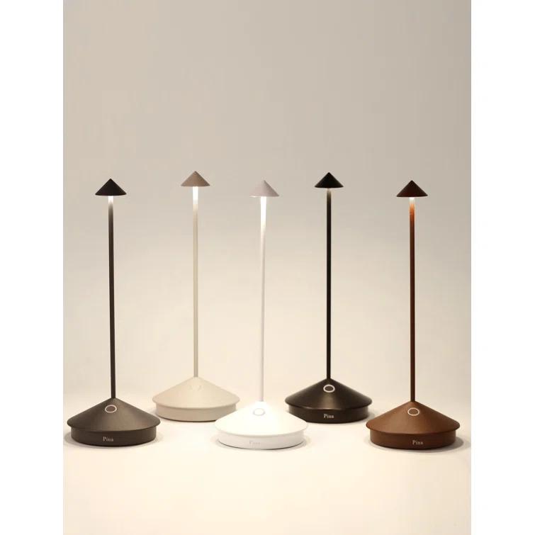 Zafferano Pina 11.4" 1-Light Portable Table Lamp Dimmable White with Polycarbonate Shade