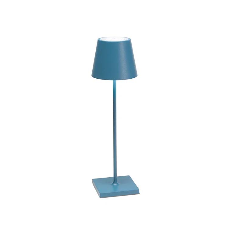 Poldina Pro Blue Metal Table Lamp by Zafferano America 15"