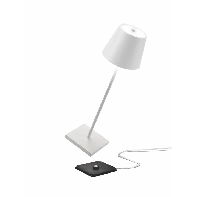 Poldina Pro White Metal Table Lamp by Zafferano America 15"
