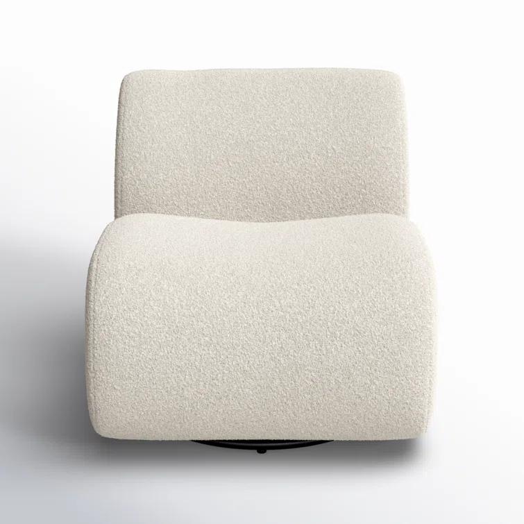 Sheldon Ivory Contemporary Swivel Lounge Chair in Leather