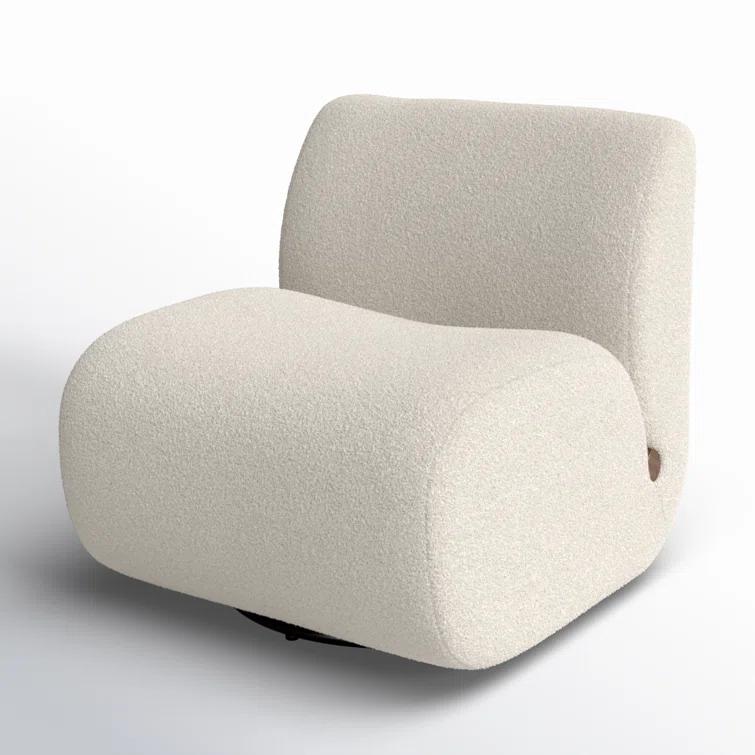 Sheldon Ivory Contemporary Swivel Lounge Chair in Leather