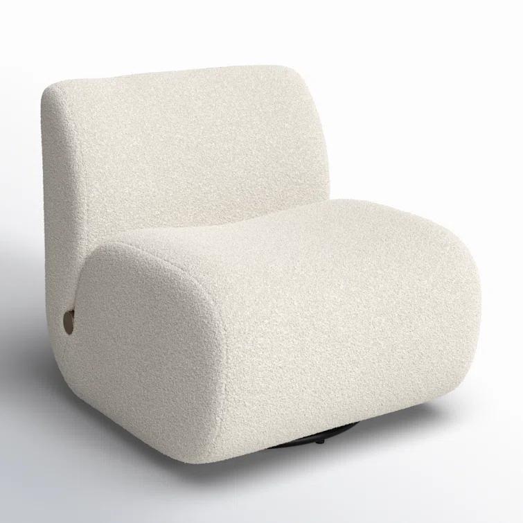 Sheldon Ivory Contemporary Swivel Lounge Chair in Leather