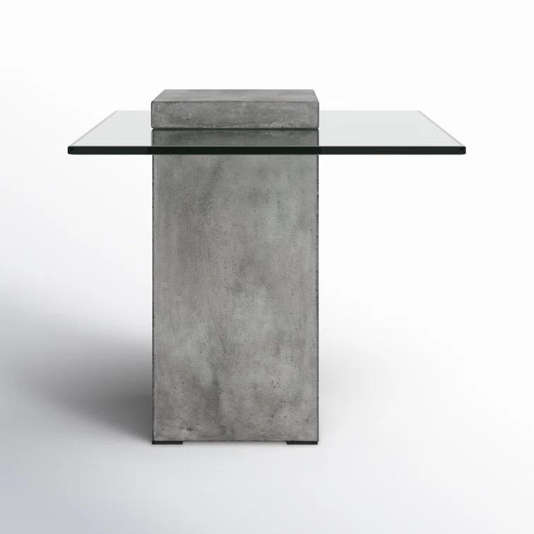 Modern Anthracite Grey 21.5'' Square Glass Nesting End Table