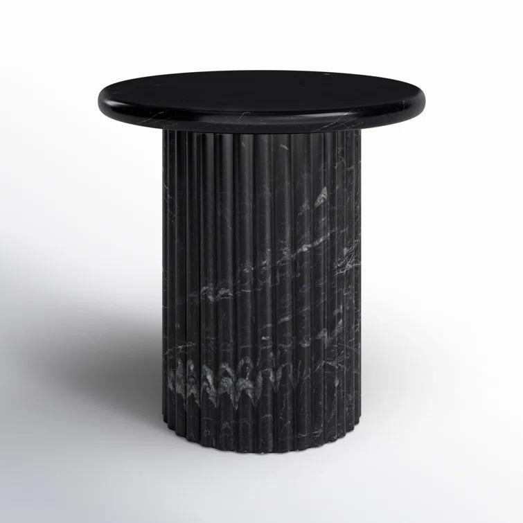 Mercer Round Side Table - Black Marble