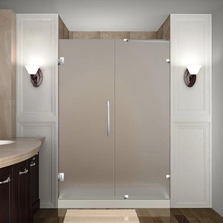 Nautis 72" H Hinged Frameless Shower Door