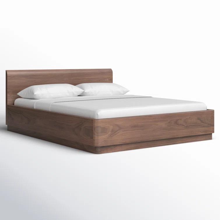 Rina Curved Oak Pedestal Bed