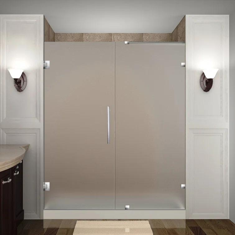 Nautis 72" H Hinged Frameless Shower Door