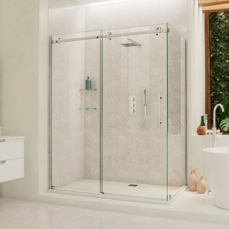 Enigma Air 60.38" W x 34.75" D x76" H Frameless Rectangle Walk In Shower Enclosure