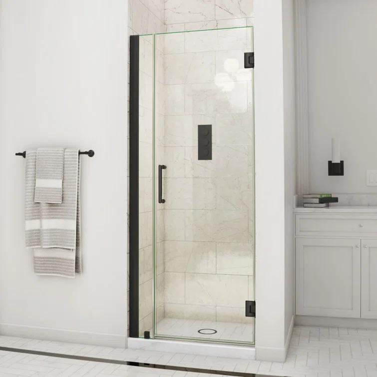 Unidoor 34" W x 72" H Hinged Frameless Shower Door with Clearmax™ Technology