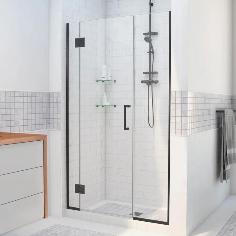 Unidoor-X 55.5" W x 72" H Frameless Shower Door with Fixed Panel