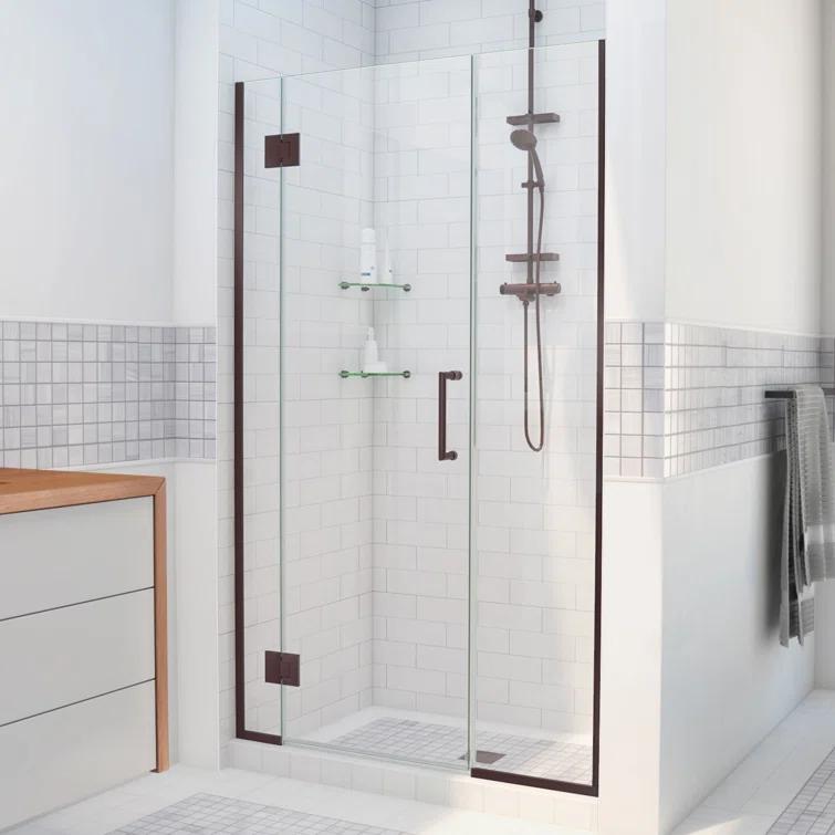 Unidoor-X 55.5" W x 72" H Frameless Shower Door with Fixed Panel