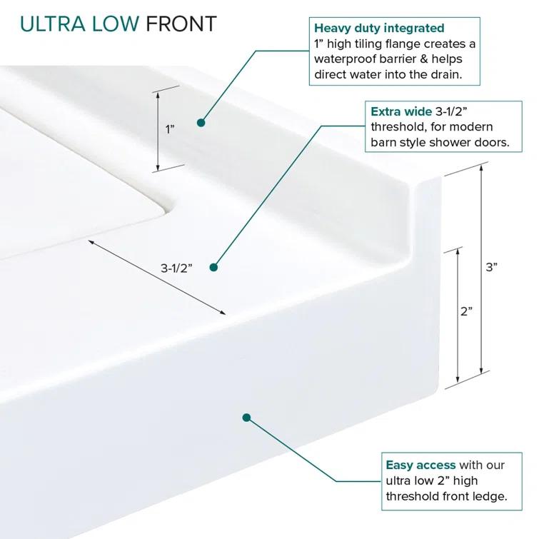 Transolid Transolid 60-in x 32-in Cast Solid Surface Shower Base with Linear FSL6032L-01