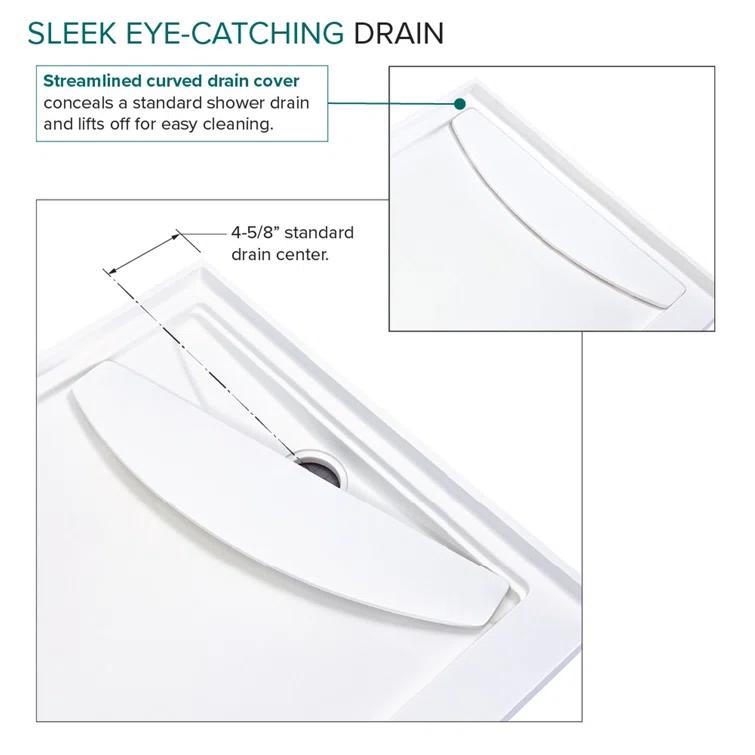 Transolid Transolid 60-in x 32-in Cast Solid Surface Shower Base with Linear FSL6032L-01