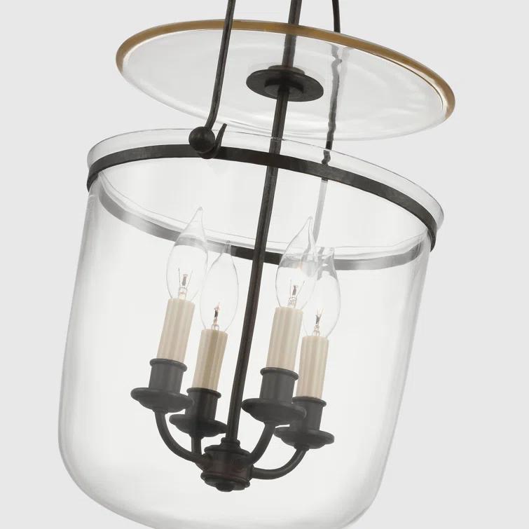 Lorford Aged Iron 24" Glass 4-Light Chandelier