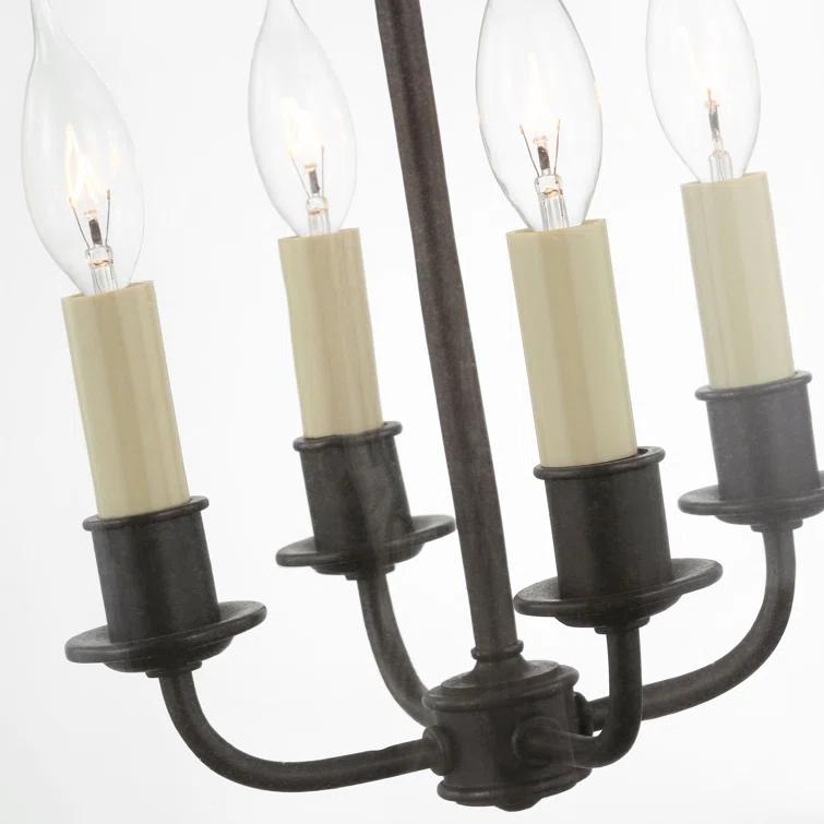 Lorford Aged Iron and Clear Glass 4-Light Chandelier