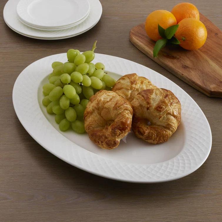 Mikasa Mikasa Trellis 16in. Lightweight Chip-Resistant Bone China Serving Platter