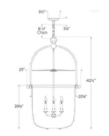 Lorford Aged Iron 42.5" Chandelier with Mercury Glass Shades