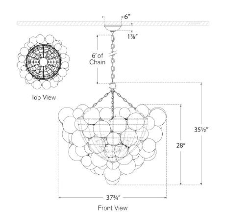 Talia Plaster White 12-Light Glass and Steel Chandelier