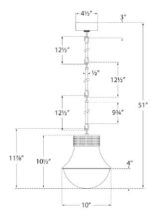 Bronze Precision 12" Indoor/Outdoor Small Pendant with Glass