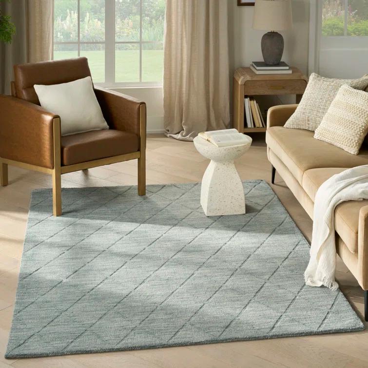 Nourison Wool Haven Blue Modern Wool Indoor Rug
