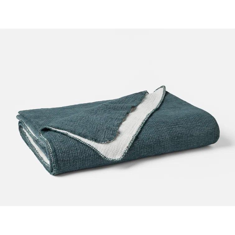 King Size Twilight Blue Organic Cotton Reversible Blanket
