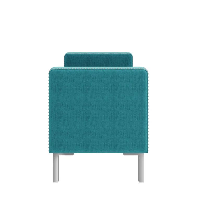 Square Arm Tufted Top Storage Ottoman with Pewter Nailhead Trim in Plush Velvet