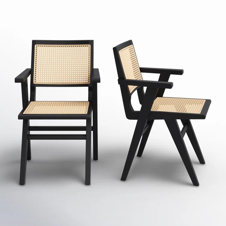 AllModern Atticus Cane Arm Chair (Set of 2)