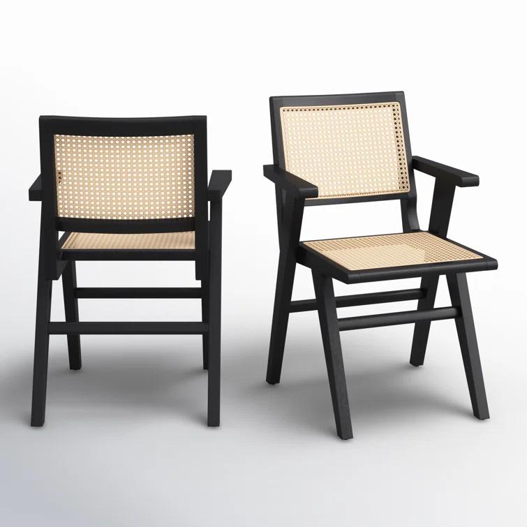 AllModern Atticus Cane Arm Chair (Set of 2)