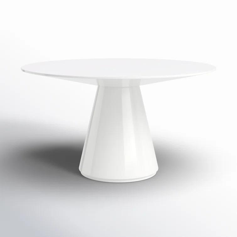 Contemporary 54" Round White Walnut Dining Table for Six