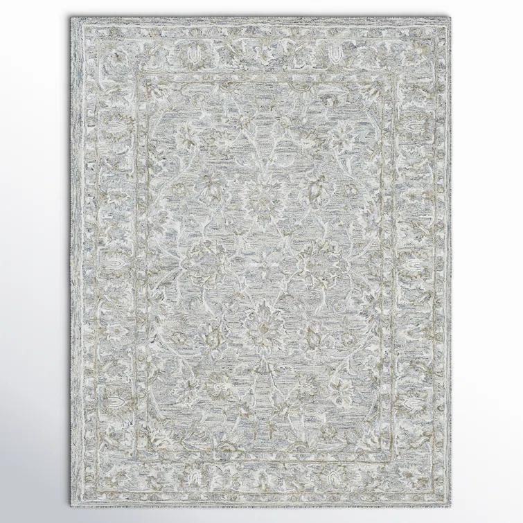 Cait Oriental Handmade Tufted Wool/Silk Denim/Taupe/Ivory Area Rug