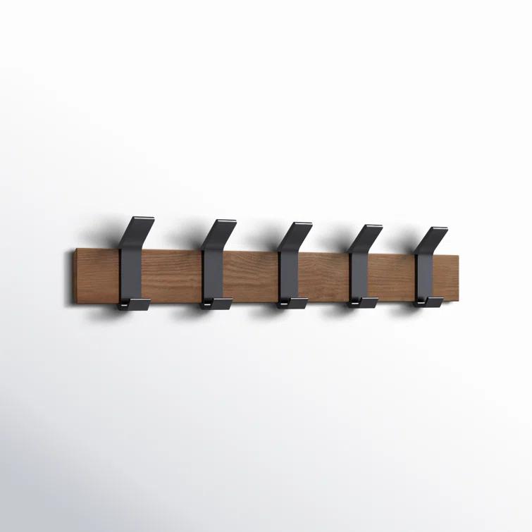 Yamazaki Home Wall-Mounted Coat Hanger, Steel + Wood