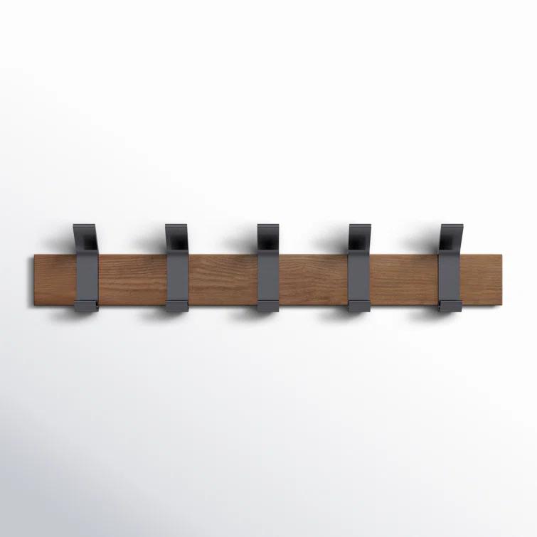Yamazaki Home Wall-Mounted Coat Hanger, Steel + Wood