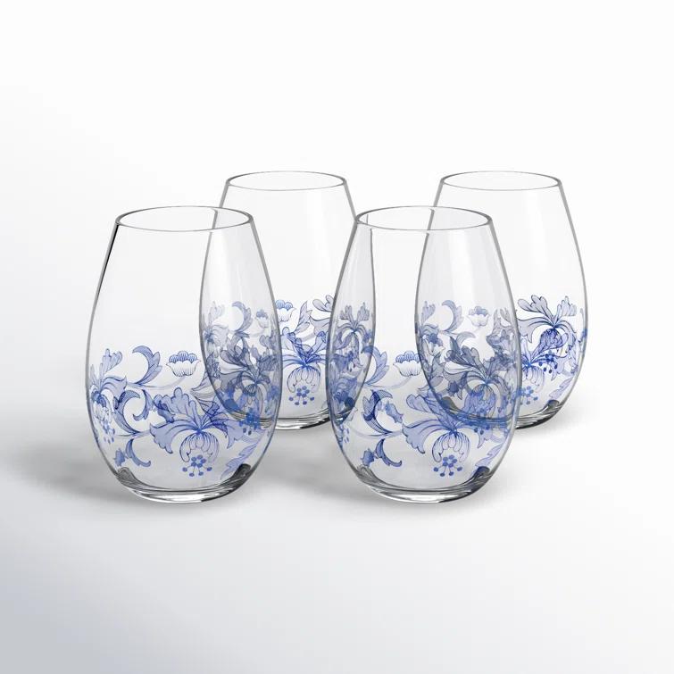 Spode Blue Italian Stemless Glasses 19 Oz