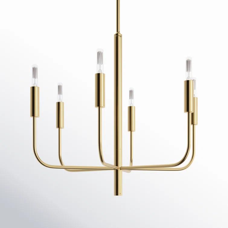 Brianna Burnished Brass 6-Light Minimalist Chandelier