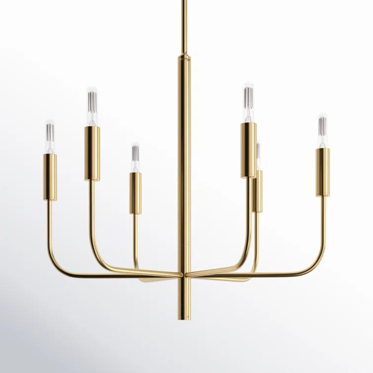 Brianna Burnished Brass 6-Light Minimalist Chandelier