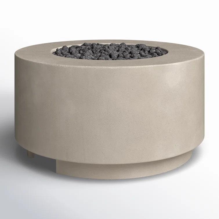 Damian Pewter Concrete Gas Fire Pit Table