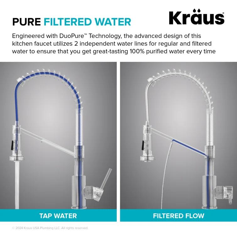 KRAUS Bolden 2-in-1 Commercial Style Pull-Down Single Handle Water Filter Kitchen Faucet for Reverse Osmosis or Water Filtration System