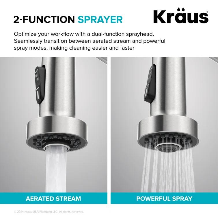Kraus Bolden Touchless Sensor Commercial Style 2-Function Single Handle Pull-Down Kitchen Faucet