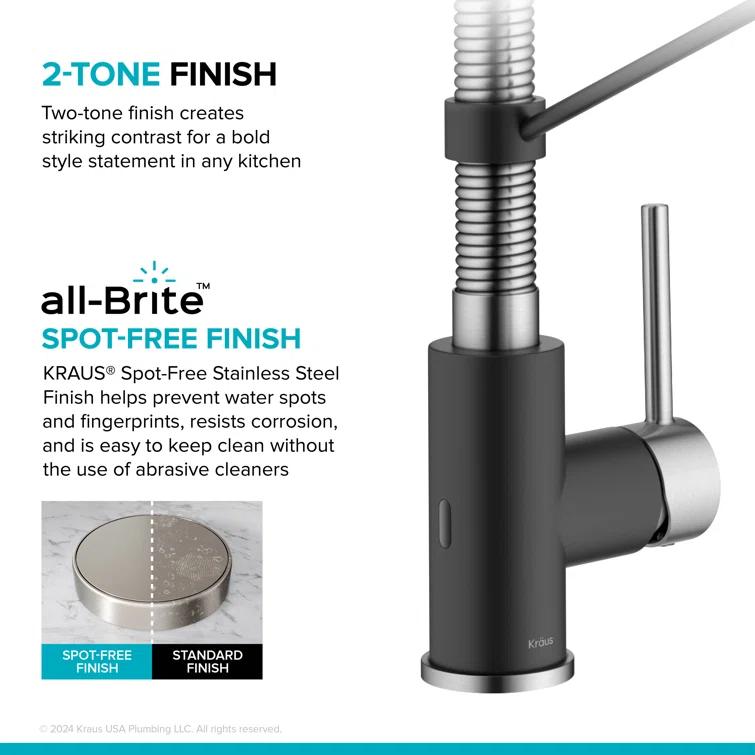 Kraus Bolden Touchless Sensor Commercial Style 2-Function Single Handle Pull-Down Kitchen Faucet