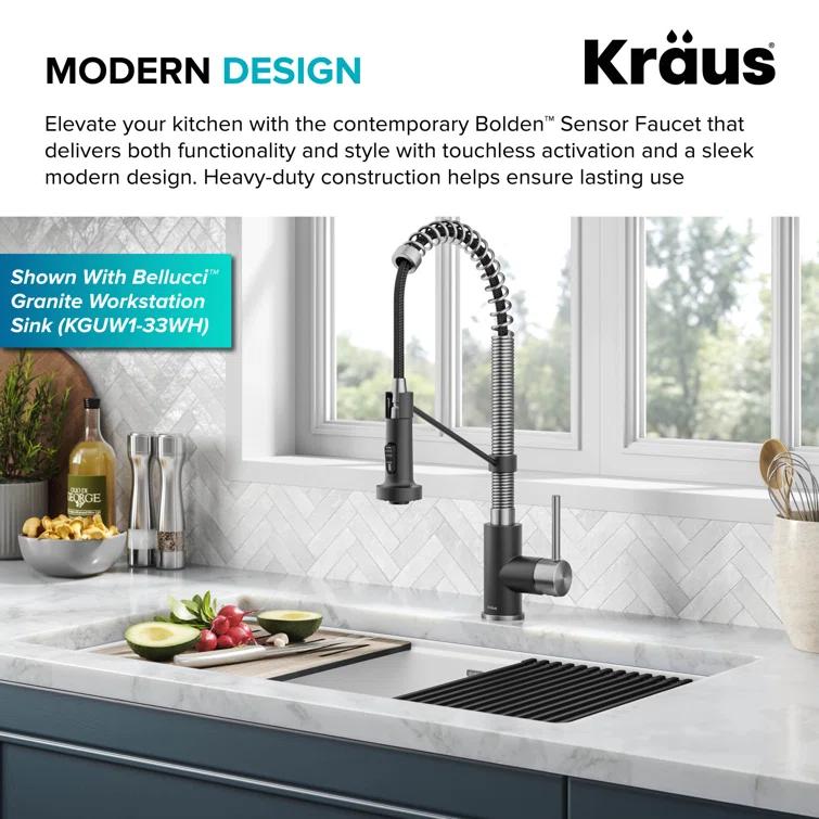 Kraus Bolden Touchless Sensor Commercial Style 2-Function Single Handle Pull-Down Kitchen Faucet