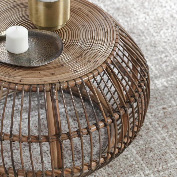 Curry Rattan Drum Coffee Table