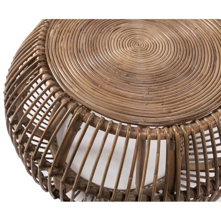 Curry Rattan Drum Coffee Table