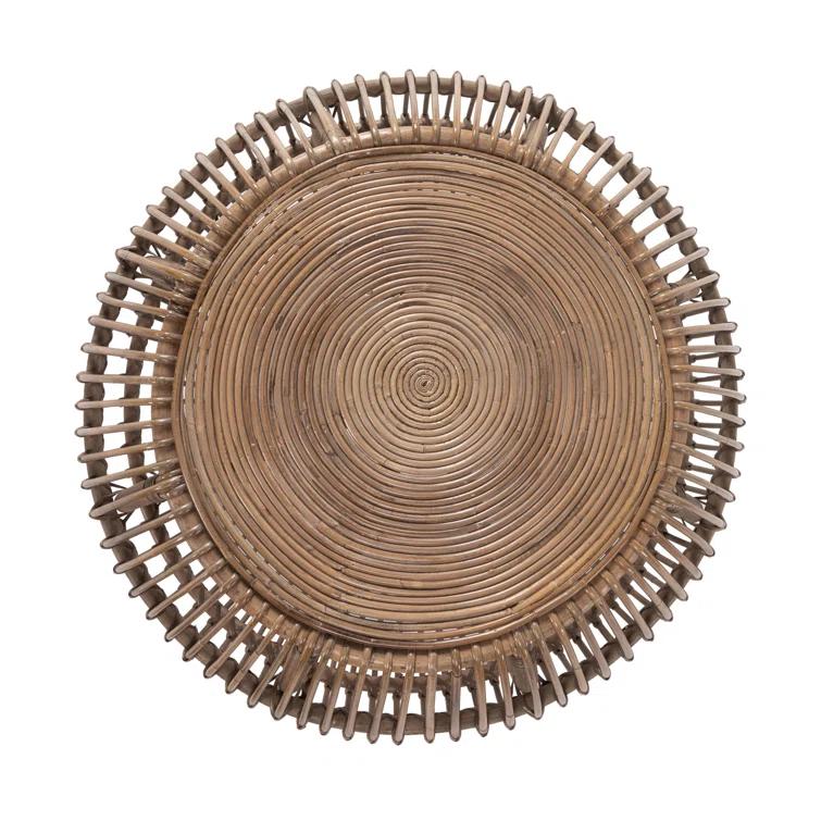 Curry Rattan Drum Coffee Table