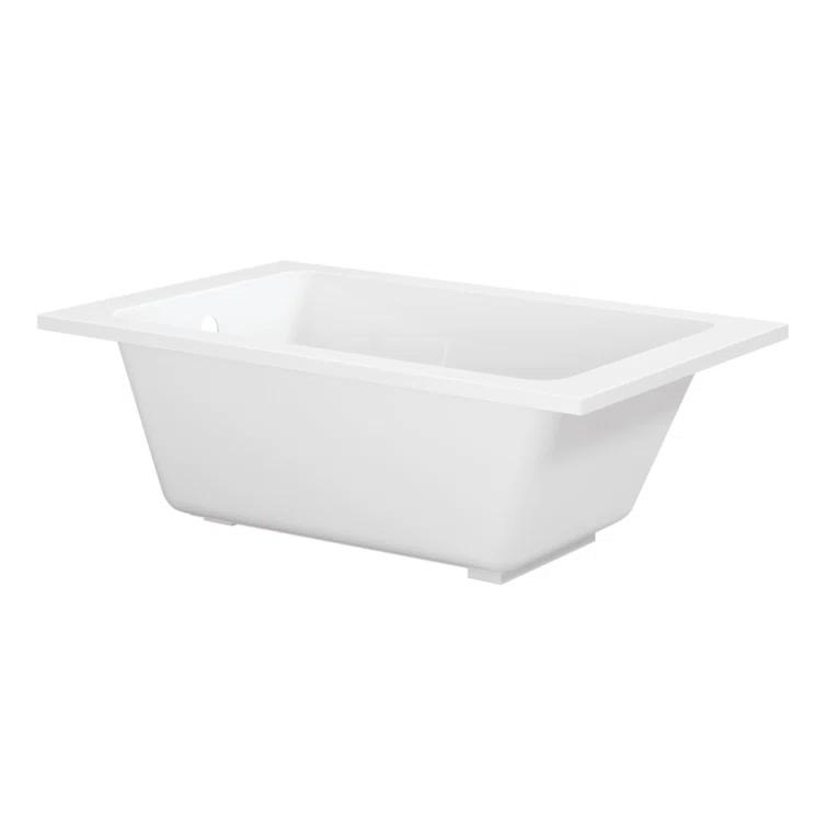 Kingston Brass Aqua Eden 54-Inch Acrylic Rectangular Drop-In Tub with Anti-Skid Surface