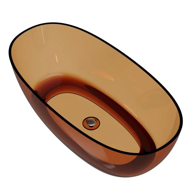 Marfa 59'' x 30'' Runway Semi Transparent Resin Freestanding Soaking Bathtub